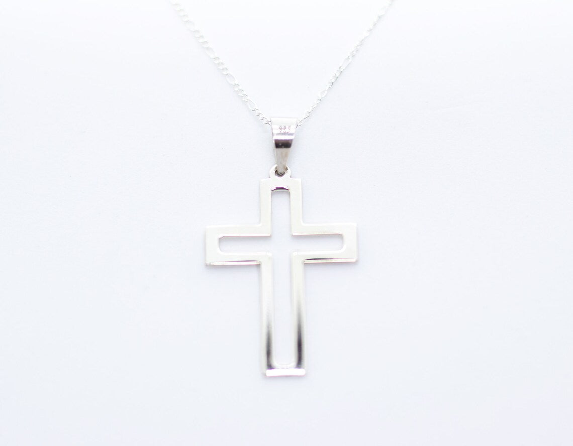 Sterling Silver Cross Pendant Necklace,Silver 925,Religious Necklace