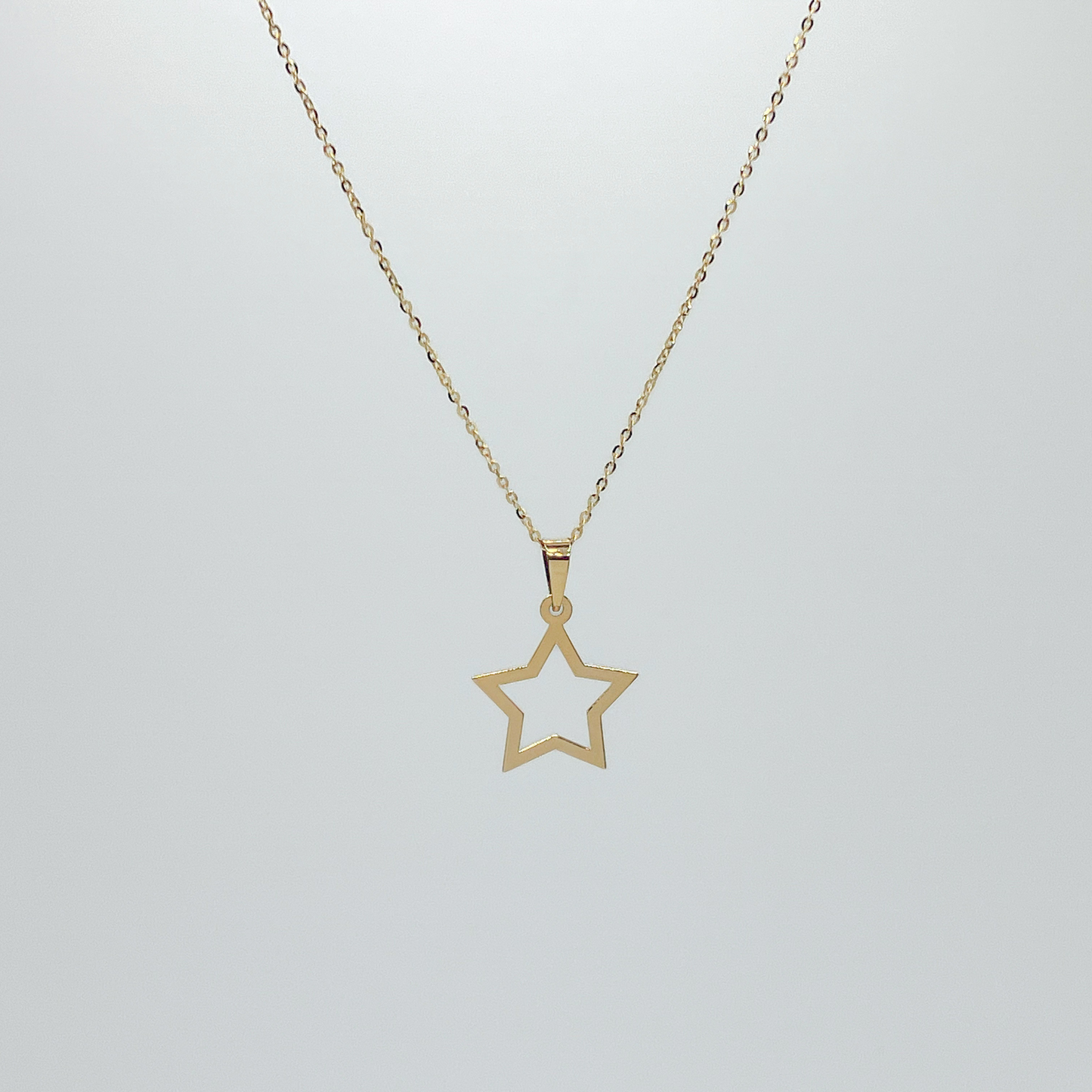 14k Gold Necklace Star,Gold Necklace Open Star, Tiny Star Charm