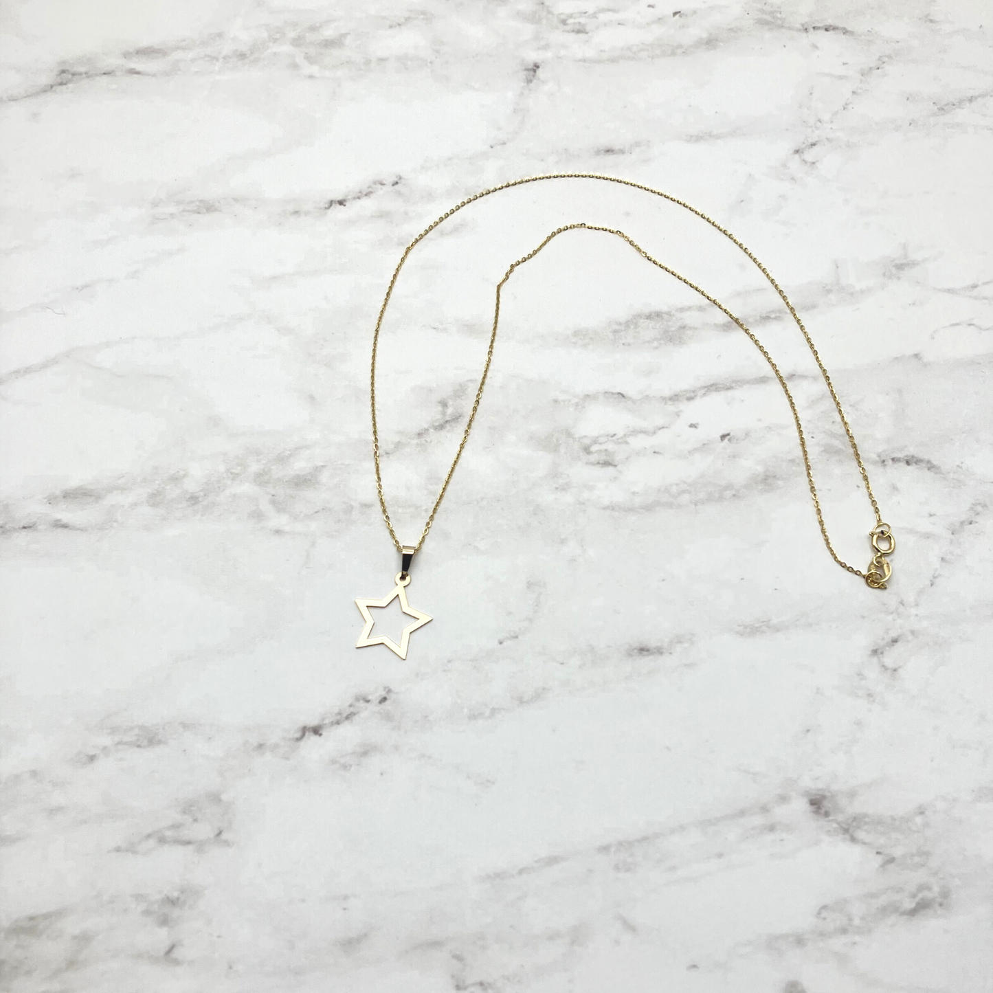 14k Gold Necklace Star,Gold Necklace Open Star, Tiny Star Charm