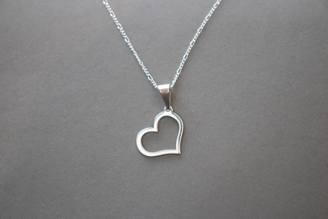 Sterling Silver open Heart Necklace