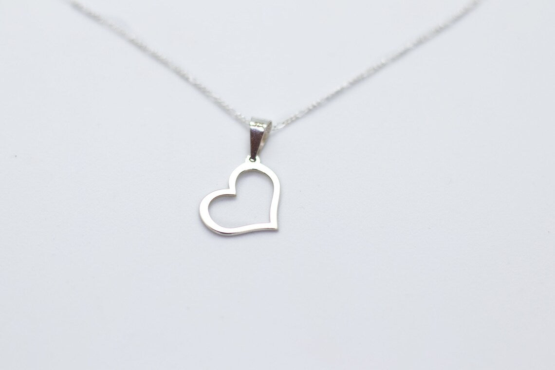 Sterling Silver open Heart Necklace