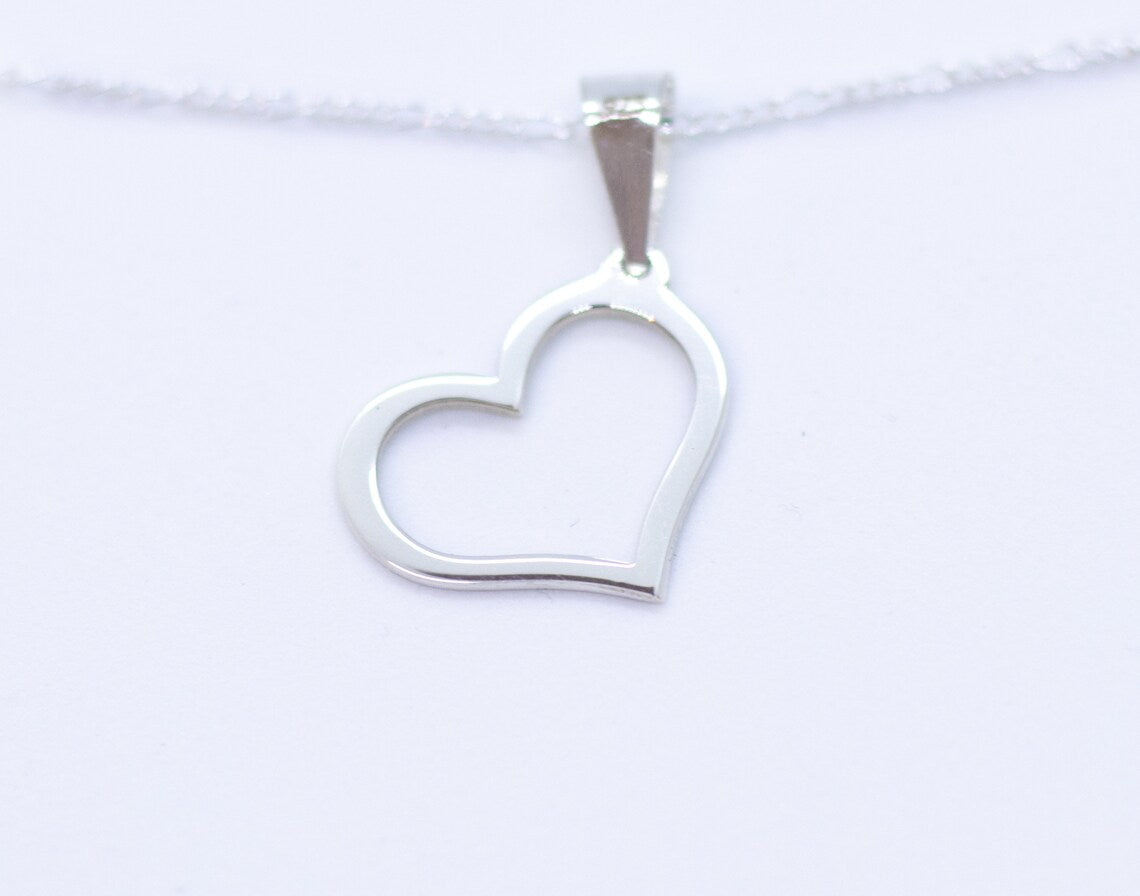 Sterling Silver open Heart Necklace