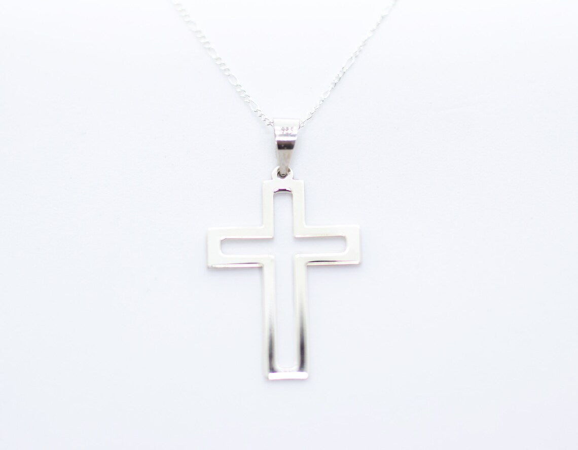 Sterling Silver Cross Pendant Necklace,Silver 925,Religious Necklace