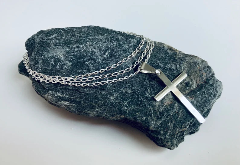 Sterling Silver Cross Necklace ,Cross Pendant Silver,Religious Necklace,Minimalist Thin Cross