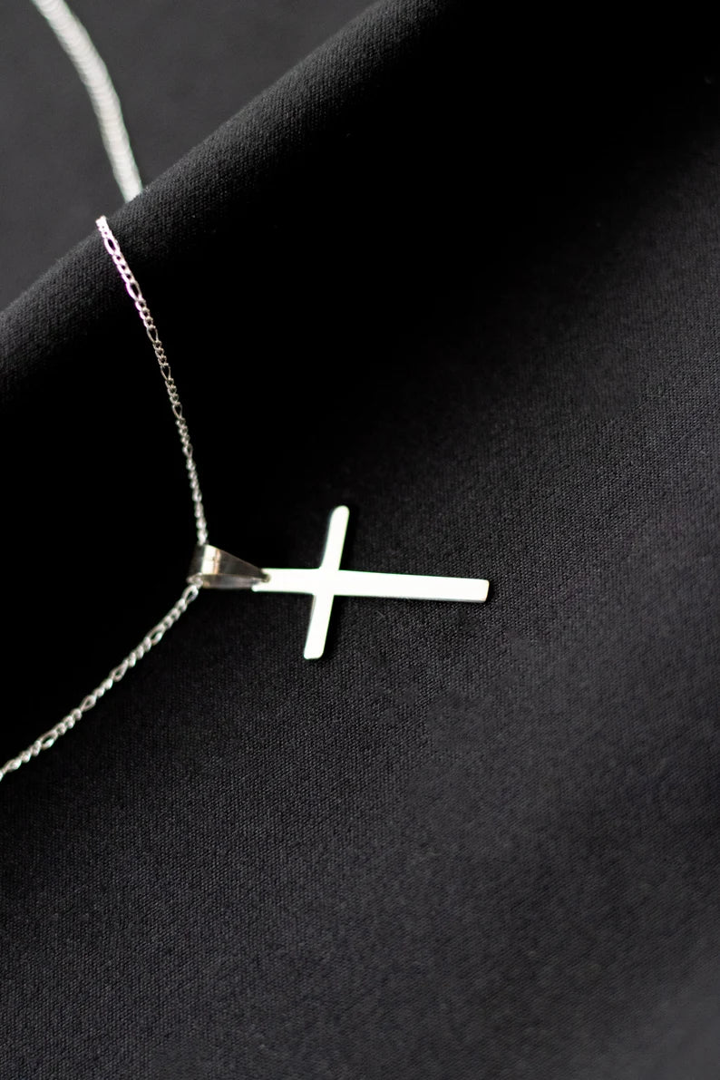 Sterling Silver Cross Necklace ,Cross Pendant Silver,Religious Necklace,Minimalist Thin Cross