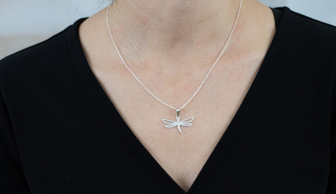 Sterling Silver Dragonfly Necklace,Silver DragonFly Charm ,Insect Jewelry