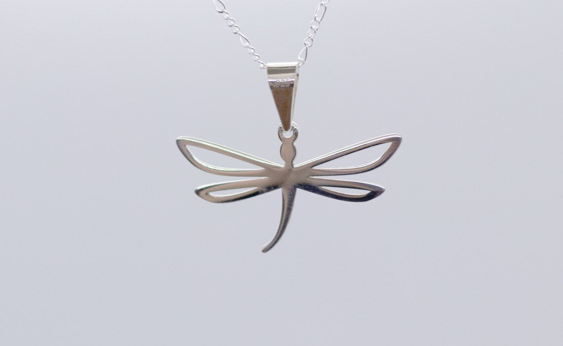 Sterling Silver Dragonfly Necklace,Silver DragonFly Charm ,Insect Jewelry