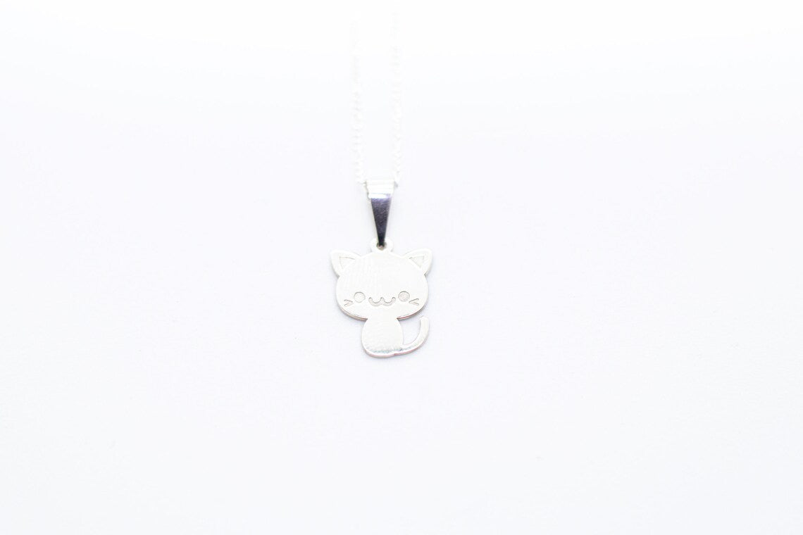 Silver Cat Necklace, Kitten Necklace, Cat Silver Pendant, S925 Cat Charm, Pet Gift