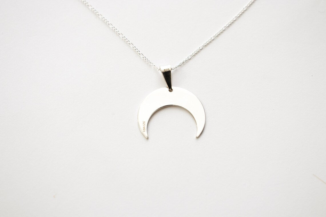 Sterling Silver Moon Pendant Necklace, Delicate and Minimalist Moon Charm Jewelry