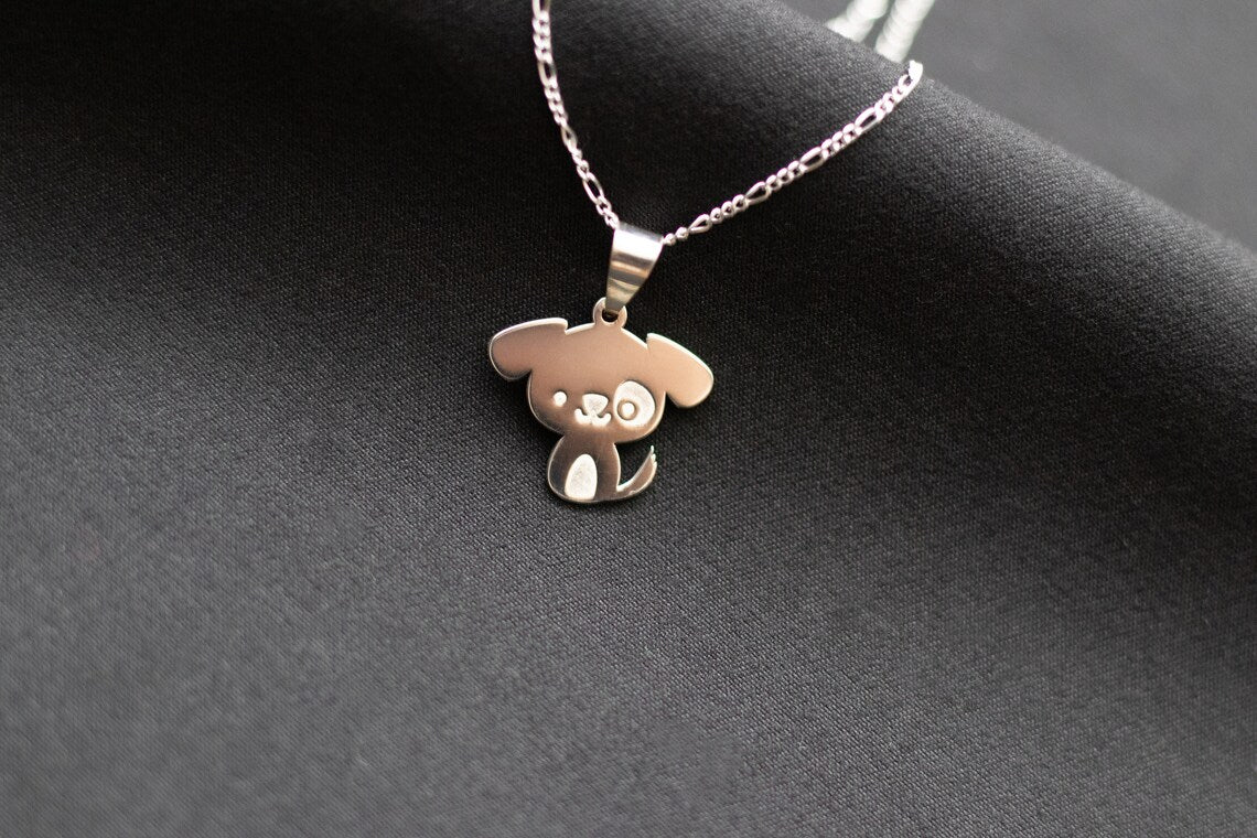 Sterling silver dog necklace , dog charm