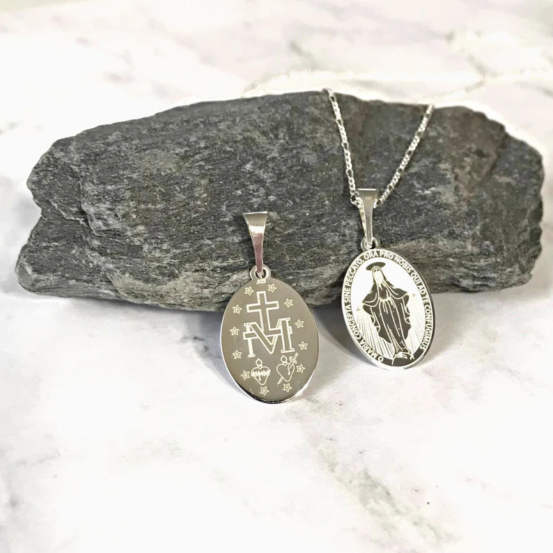 Sterling Silver Virgin Mary Necklace Pendant